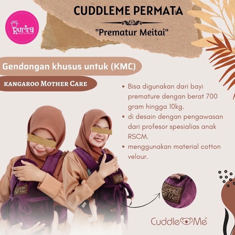 Gendongan Bayi Permata Prematur Mehtai CuddleMe SNI Nyaman