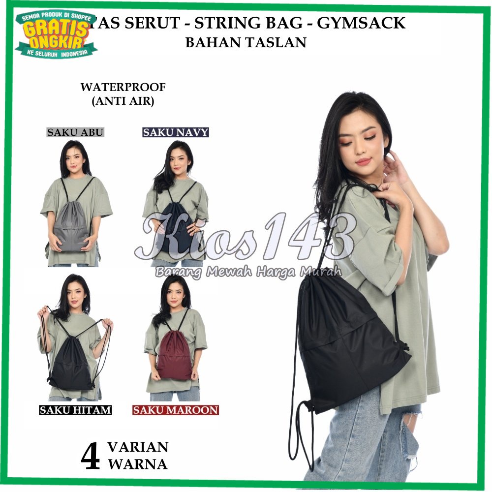 TAS BRANDED IMPORT KOREA /TAS SERUT PRIA WANITA ANTI AIR - GYMSACK STRING BAG DRAWSTRING TAS SEKOLAH