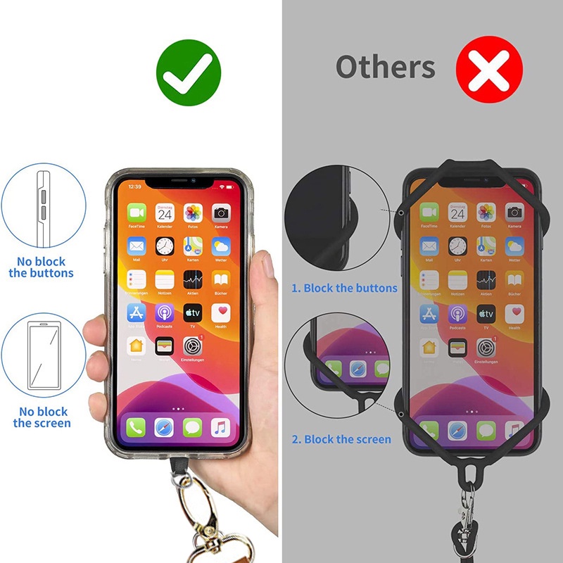 Panjang + Pendek Leher Lanyard Tali Pergelangan Tangan Universal Crossbody Ponsel Tali dengan Menghubungkan Pad untuk Ponsel Case Gantungan Kunci ID Card Anti-Drop Sling