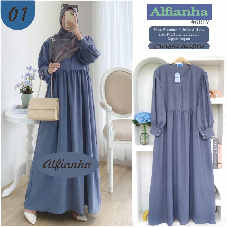 Hane Dress Polos Wanita Kekinian Crinkle Airflow Premium LD 110 By Alfianha