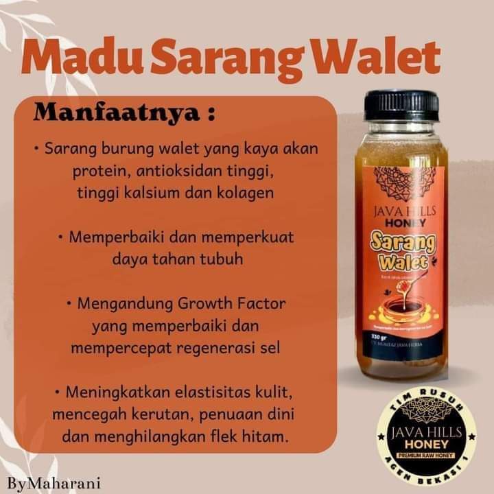 GRATIS SENDOK KAYU / MADU SARANG WALET BY MUMTAZ JAVA HERBA (Java Hills Honey) 330gr / SARANG WALET JAVAHILLS