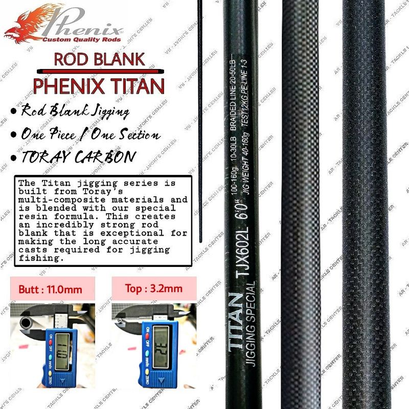 Blank Rod Jigging PHENIX TITAN Jigging Special TJX602L PE 1-3 (Pack Pvc)
