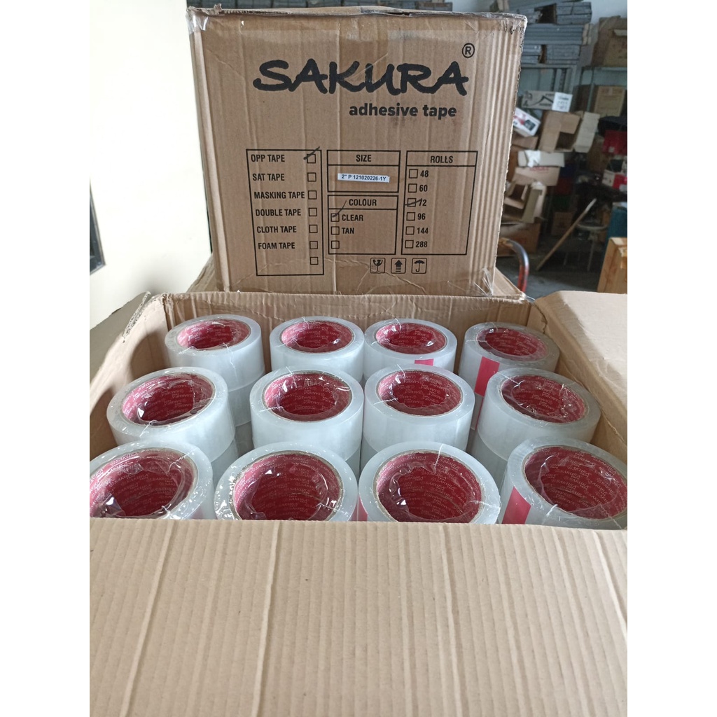 

Lakban Selotip Isolasi OPP Sakura 45mm x 100 Yard per DUS