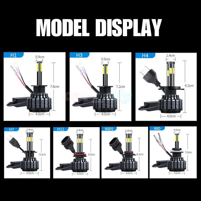 6000k 200W 6 Sisi H8 H3 H7 H9 26000LM 9006 / HB4 9005 / HB3 H4 H11 h1 10 / 6 / Enam Bohlam Lampu Kabut Depan Led 12V