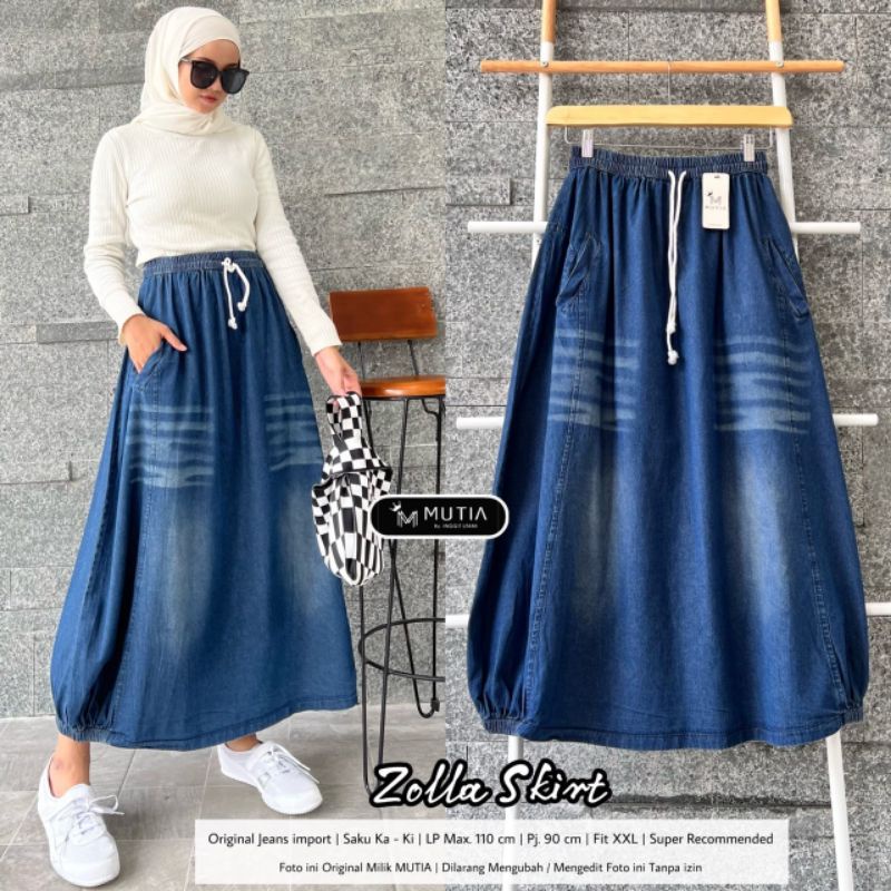 ZOLLA SKIRT / ROK JEANS WANITA MUSLIMAH / Skirt jeans BY MUTIA