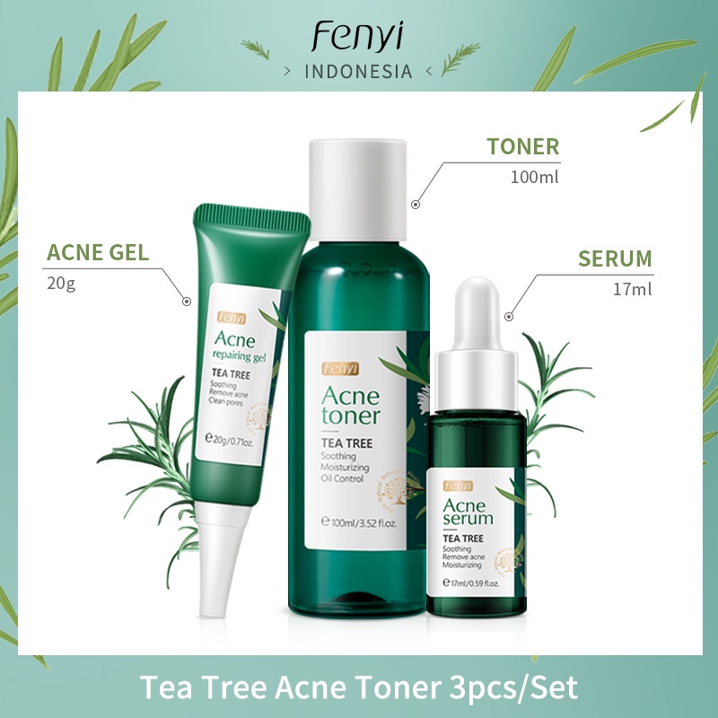 Fenyi Toner Gel Tea Tree Memperbaiki Bekas Jerawat pada Wajah Mengontrol Minyak 3 pcs