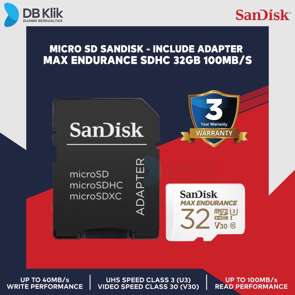 Micro SD SanDisk MAX ENDURANCE SDHC 32GB 100MB/s (SDSQQVR-032G-GN6IA)