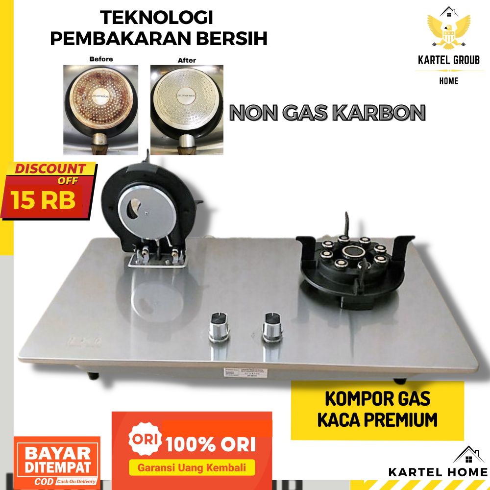 Jual HOME Kompor Tanam 2 Tungku Stainless Steel Tebal Pembakaran Api ...