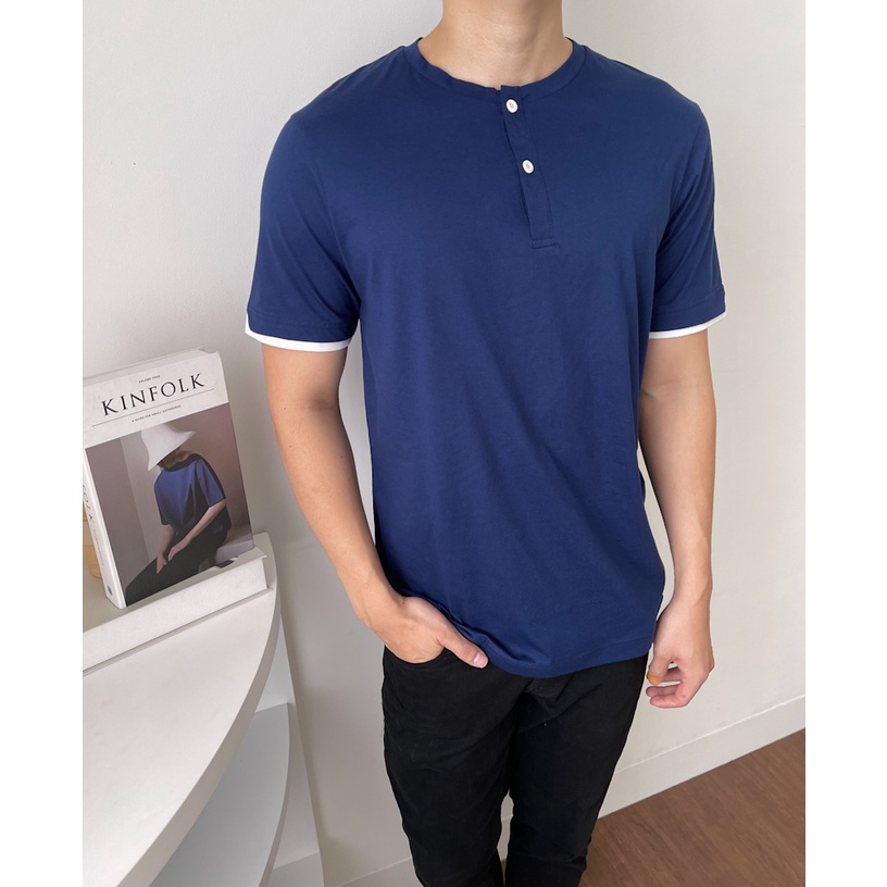 Kadaka MT-0153 Tshirt Pria Kaos Detail Kancing Variasi Sleeve Comfy