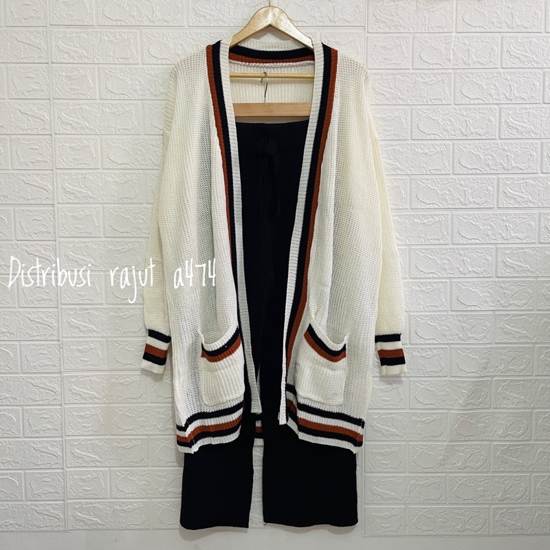 ONESET CARDIGAN RAJUT LONG CARDI LUNA OVERSIZE SETELAN KULOT DAN ROK