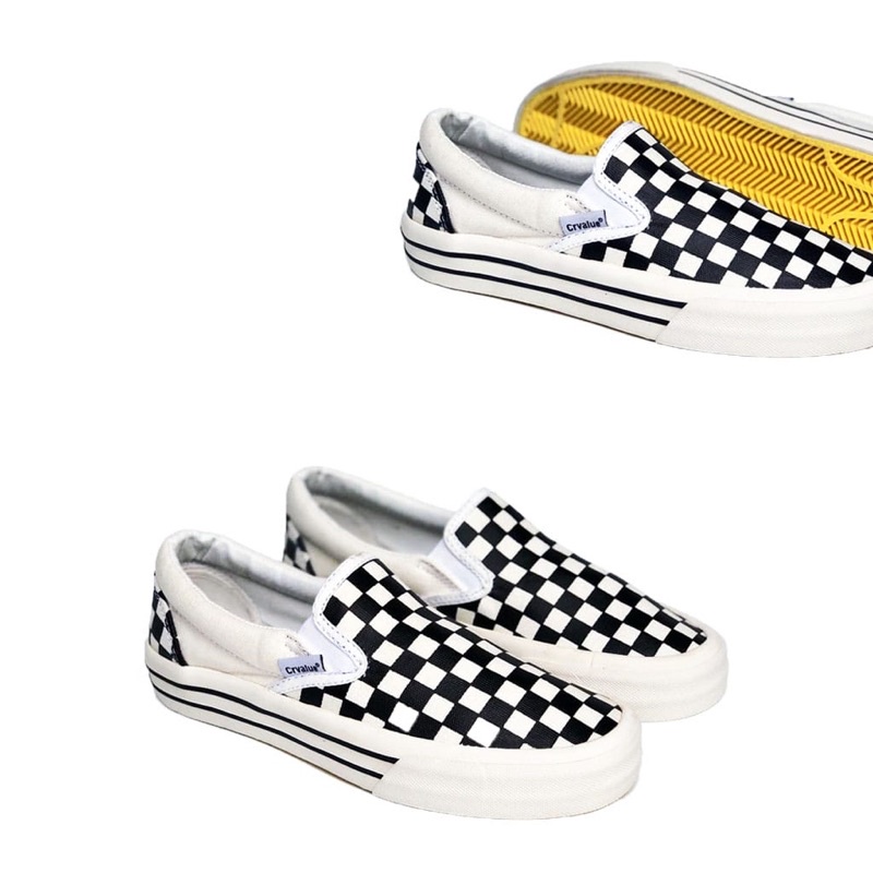 Sepatu Slip On CHEKERBOARD CorvalueFootwear Cornwall CB gr2 hitam