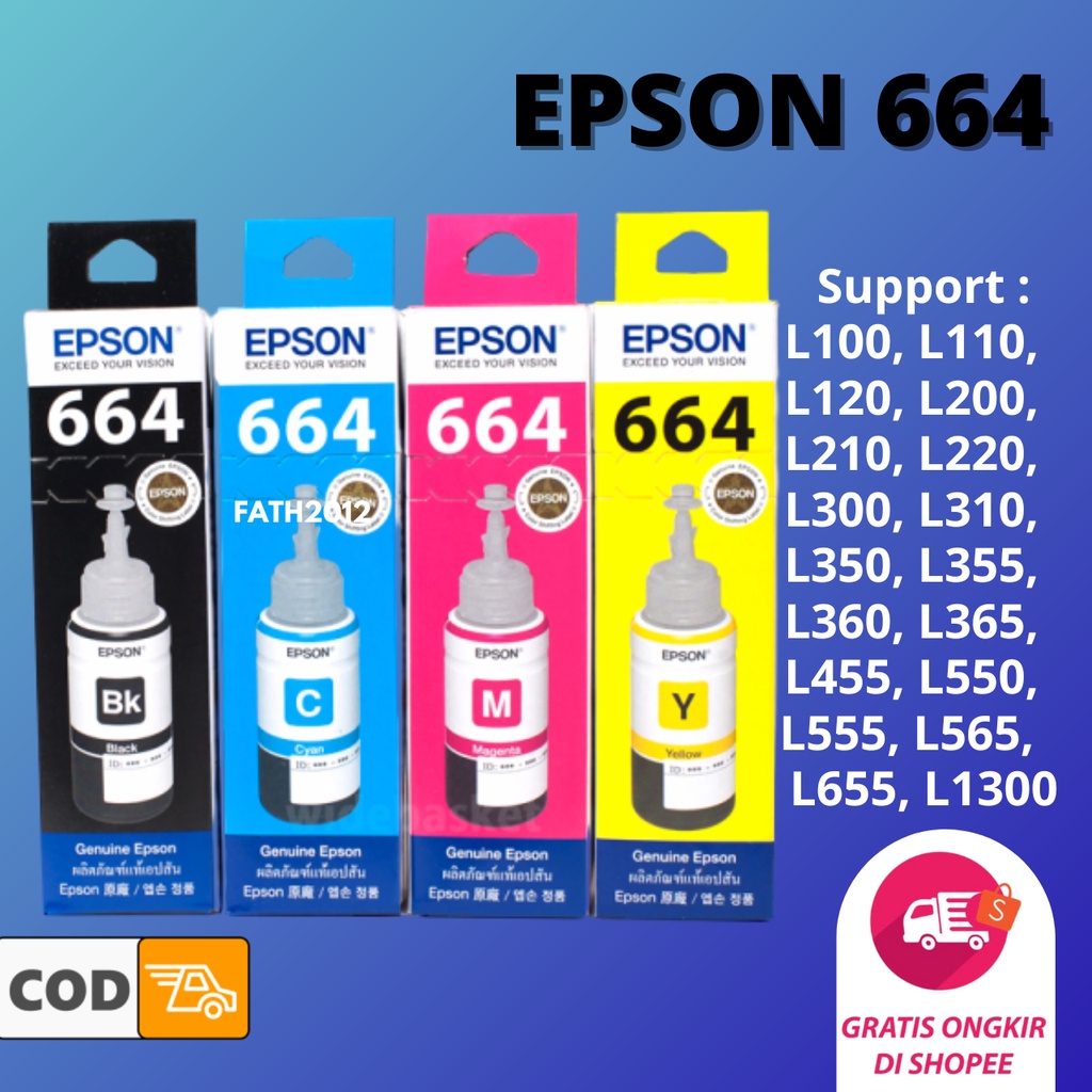 Tinta Epson 664 Originak Hitam and color Warna printer epson L100 L110 L120 L200 L210 L220 L310 L360