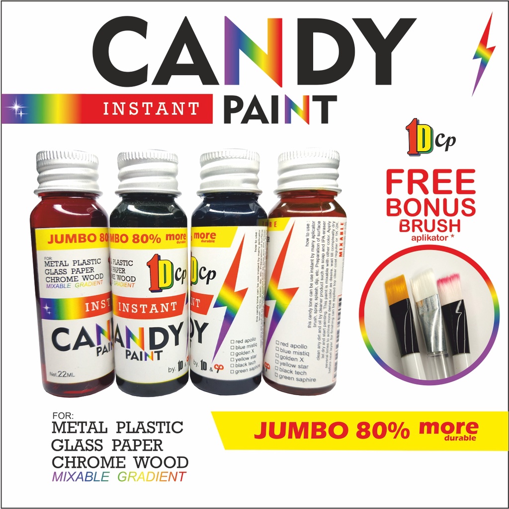 cat pewarna CANDY TONE chrome logam plastik JUMBO 22ml INSTAN