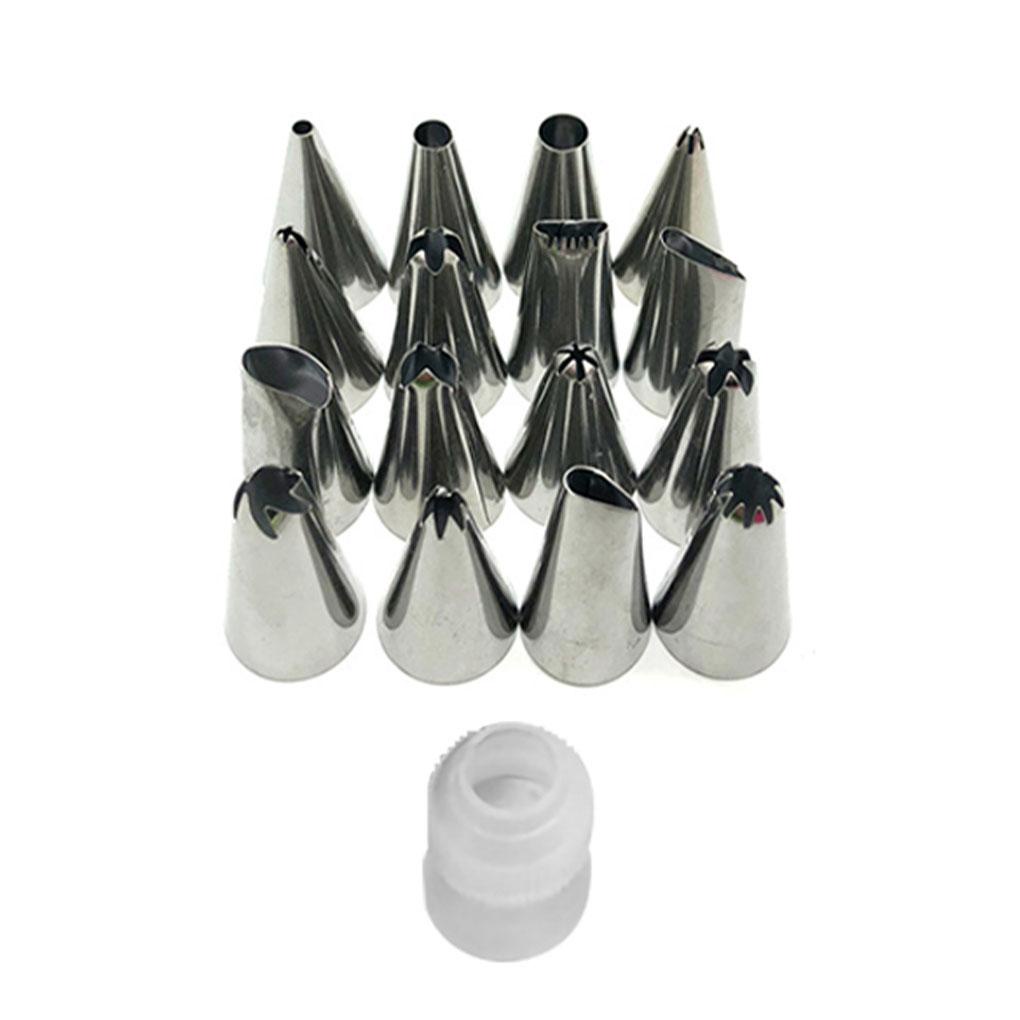 18pcs Nozzle Kue Stainless Baking Nozzle DIY Dapur Cookies Icing Piping Alat Dengan Pastry Bag