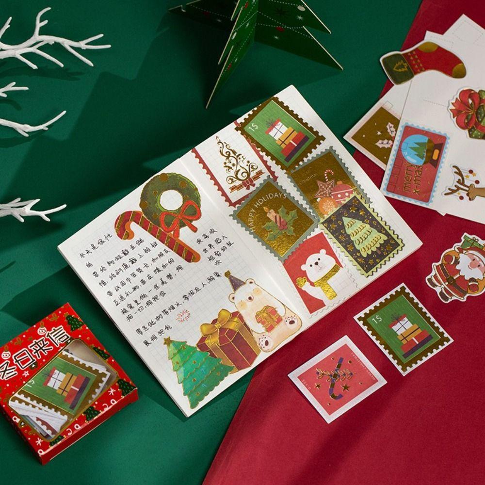 Agustina Merry Christmas Stiker Student Handphone Aesthetic Hand Akun Album Sastra DIY Stick Label