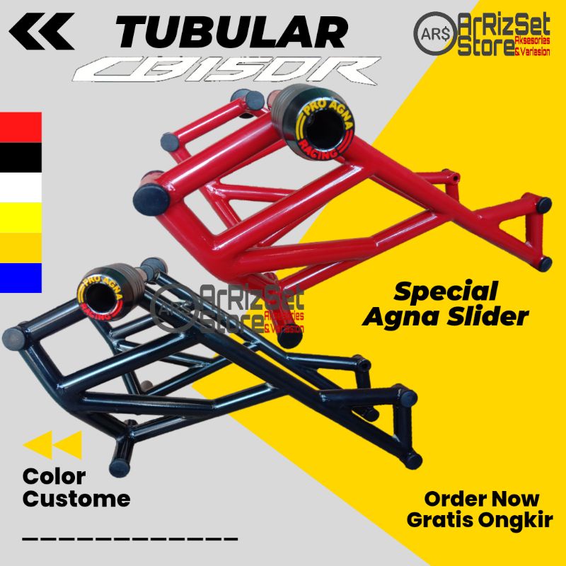 Tubular Crashbar New CB150R Old Model Ducati Plus Jalu Slider Agna Full Hitam