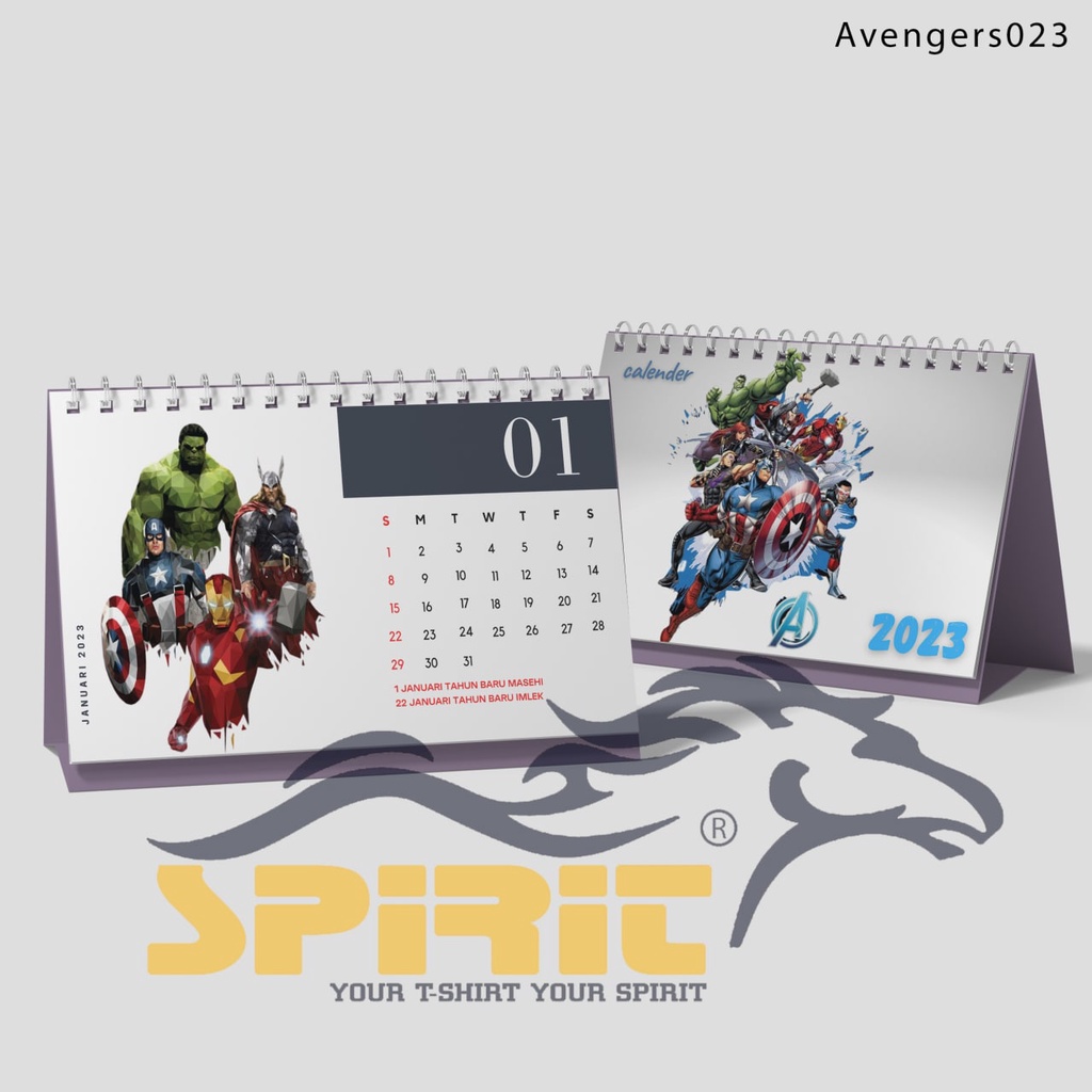 

Kalender Duduk Tahun 2023 / Kalender Meja Tahun 2023 Desian Avengers