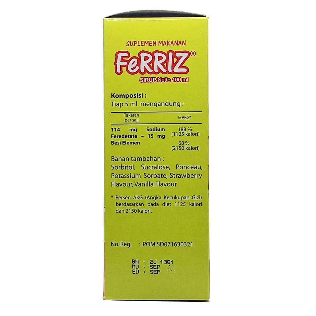 Ferriz Sirup 100ml Suplemen Makanan Zat Besi untuk Anak Syrup