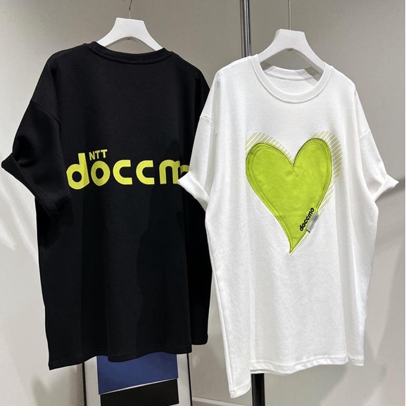 [littlecrab] Kaos Oversize Doccmo Love Hijau Neon Jahit Love Polos T-shirt Couple Unisex Lembut Berkualitas Motif Hati Besar Green Unik Simple Korean Style