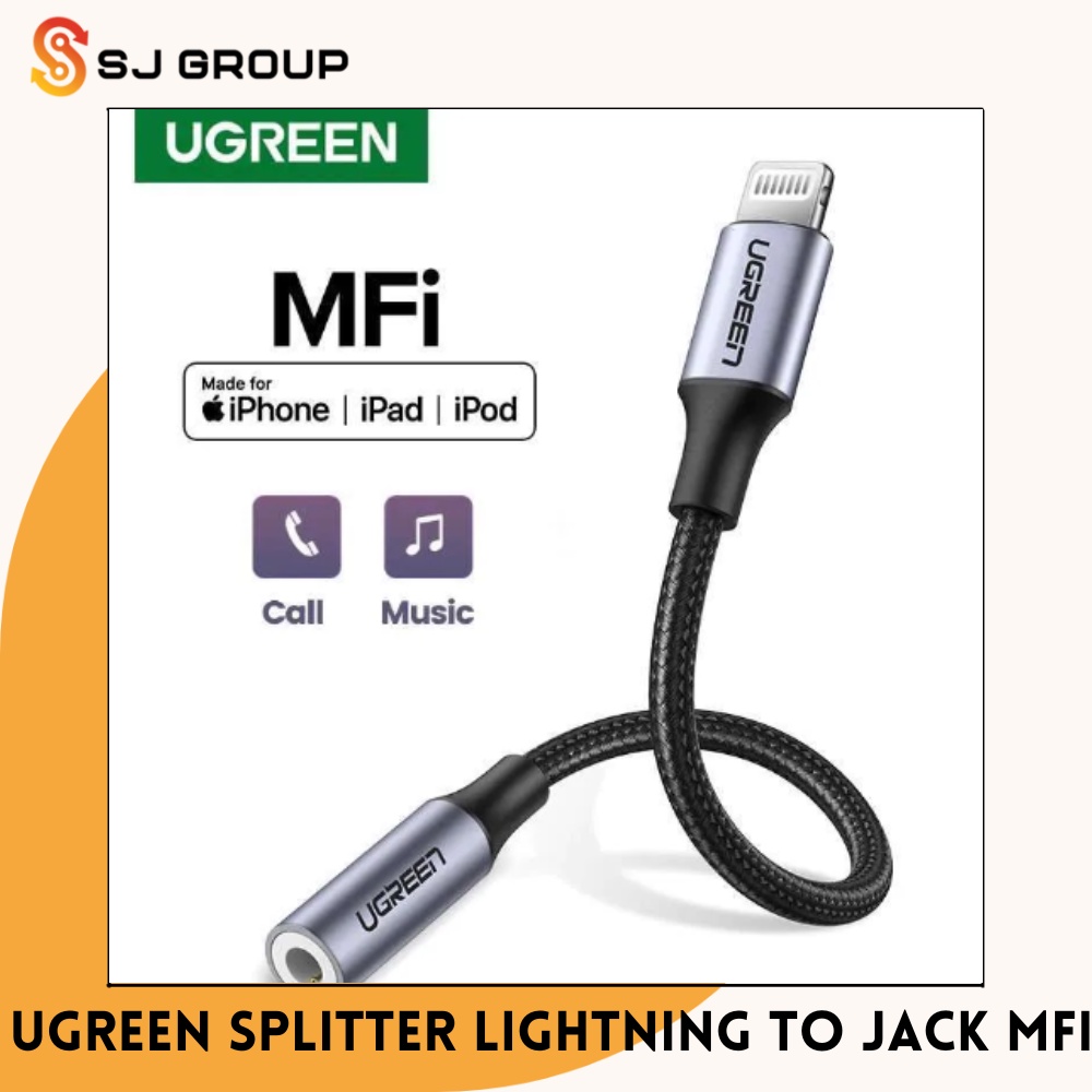 UGREEN Splitter Lightning to Jack 3.5mm Audio Adapter AUX Converter MFI