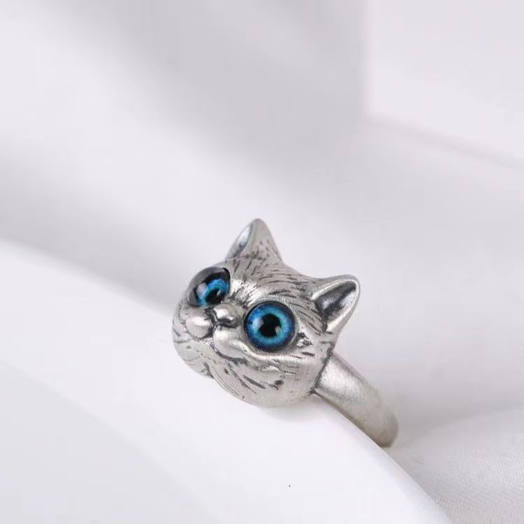 Cincin Jari Telunjuk Model Mata Kucing Gaya Vintage Untuk Wanita