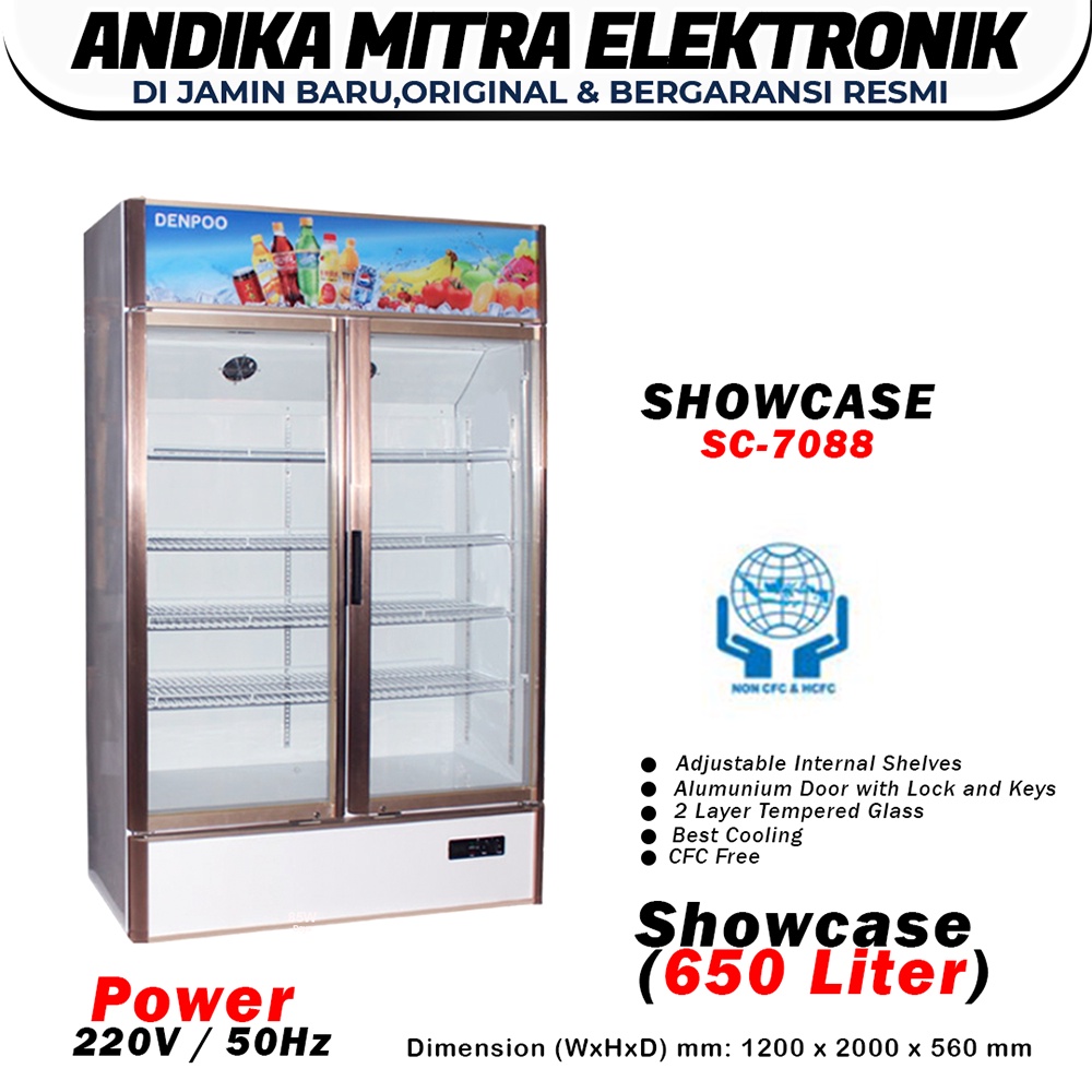 SHOWCASE 650 LITER SC 7088 PENDINGIN MINUMAN HEMAT LISTRIK