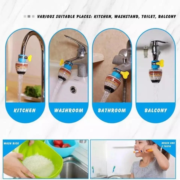 barokah gamis FAUCET ANTI SPLASH SARINGAN AIR 6 LAYER / SAMBUNGAN KRAN AIR FILTER