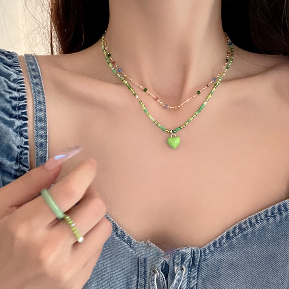 1 Pc Kalung Rantai Choker Dengan Liontin Hati Warna-Warni Permen Untuk Wanita