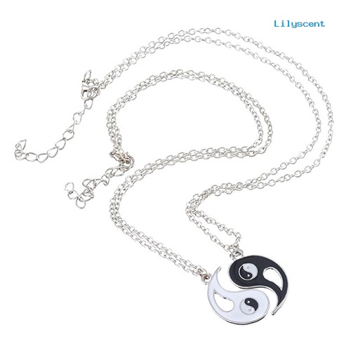 [LSFA] 2pcs/set Sahabat Tai Chi Yin Yang Berongga Liontin Split Matching Kalung