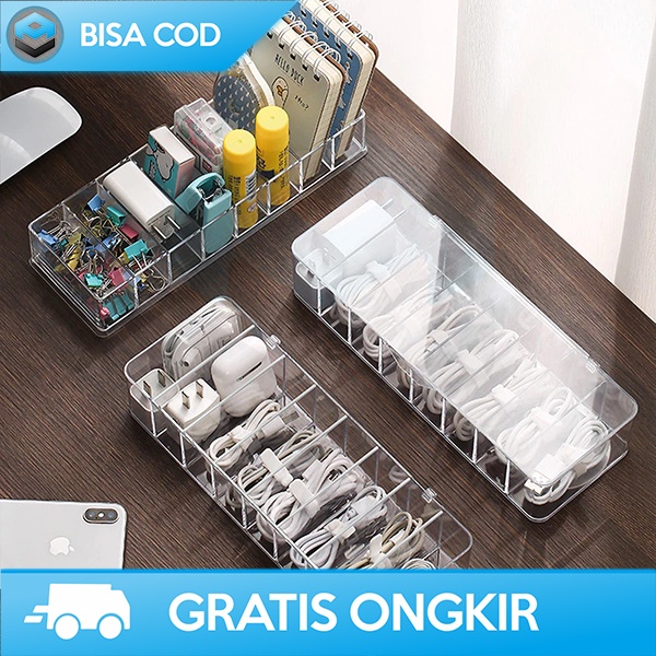 CABLE STORAGE BOX KOTAK ORGANIZER TEMPAT PENYIMPANAN KABEL 8 SLOT