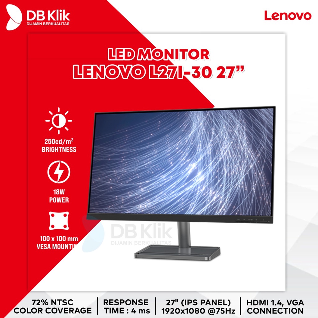 LED Monitor LENOVO L27i-30 27&quot; 75Hz FHD HDMI VGA (66BFKAC2WW)- L27i 30