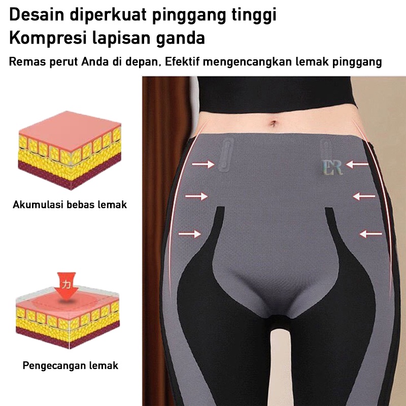 LNR Shop C-003 Korset Pelangsing Model Celana Pendek Pengangkat Bokong Legging Sport Pinggang Tinggi Celana Pembakar Lemak Meratakan Kelebihan Lemak Perut Celana Suspensi Ajaib Celana Olahraga