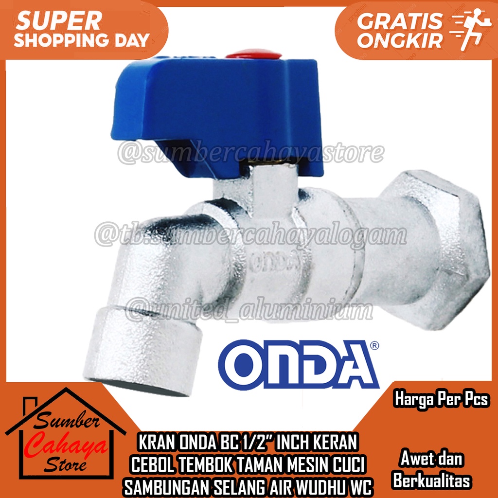 KRAN TEMBOK ONDA BC 1/2" In Inci Inchi Inch keran taman Garden Tap SAMBUNGAN SELANG AIR BAK WUDHU WC