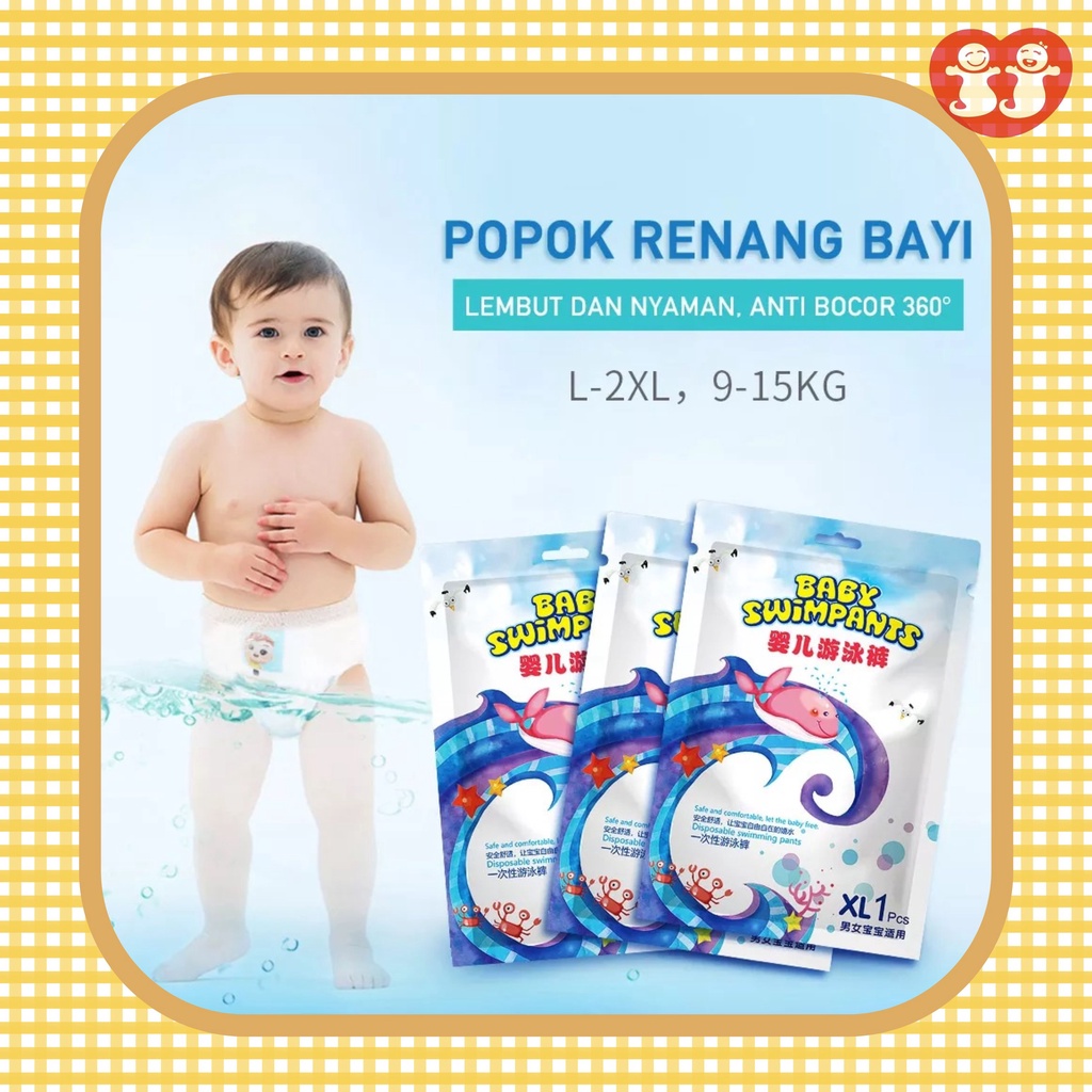 Popok Celana Renang Anak Bayi 1pcs (Baby Swimpants Disposable Waterproof / Popok Berenang Sekali Pakai)