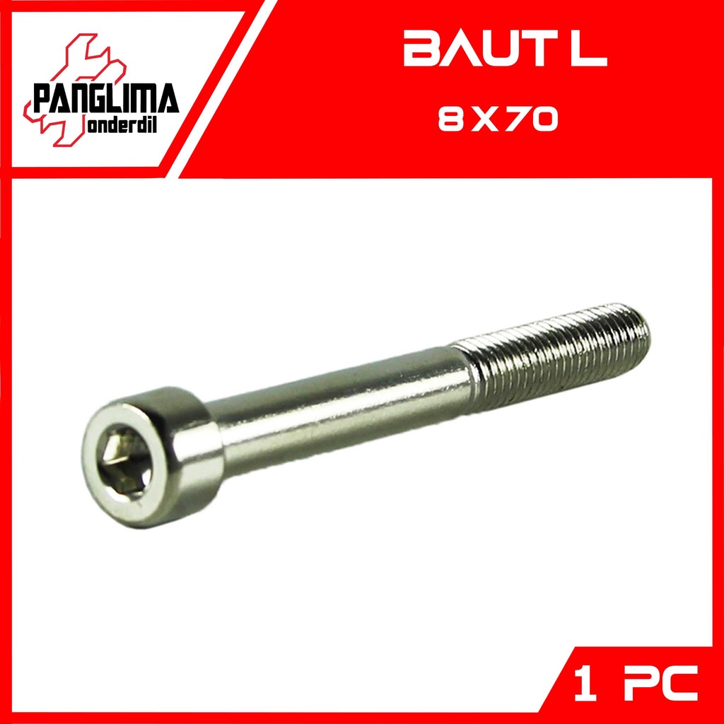 Baut L Baud-Bolt L6 M8x70-8x70-M 8 x 70 Kunci-K 6 P-Pitch 1.25