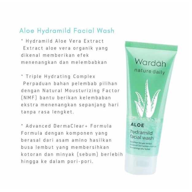 WARDAH Nature Daily Aloe Hydramild Facial Wash 60 ml / Sabun Cuci Muka