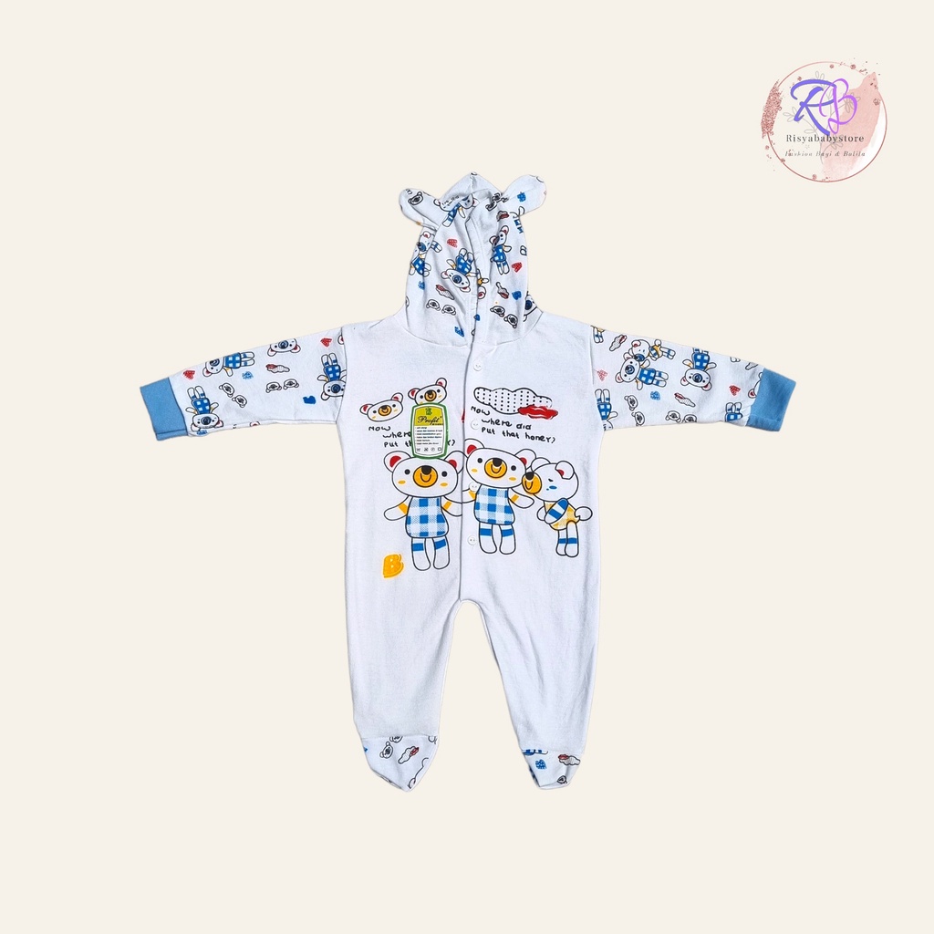 Sleepsuit jumper bayi buka kaki 0-3 bulan / sleepsuit bayi motif lucu