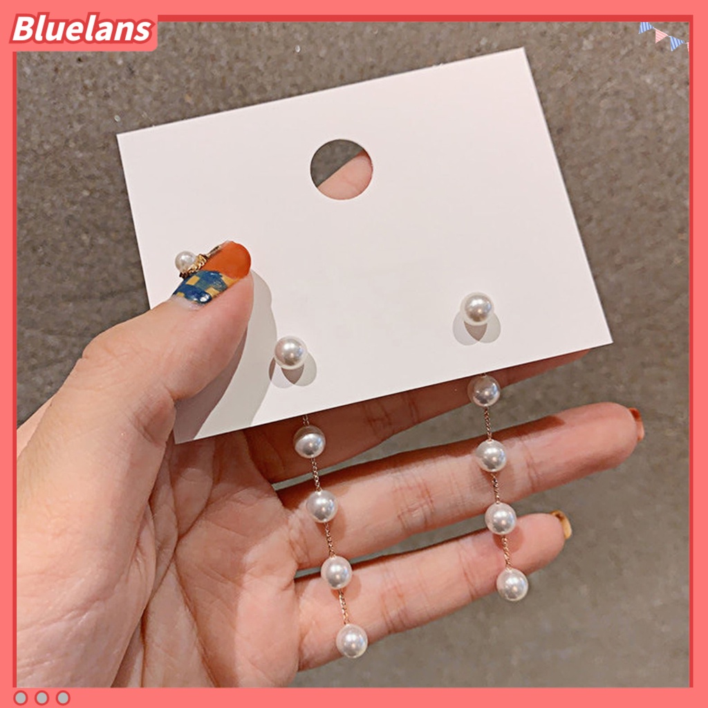 Bluelans Ear Studs Faux Pearl Temperament Women Korean Style Tassel Earrings