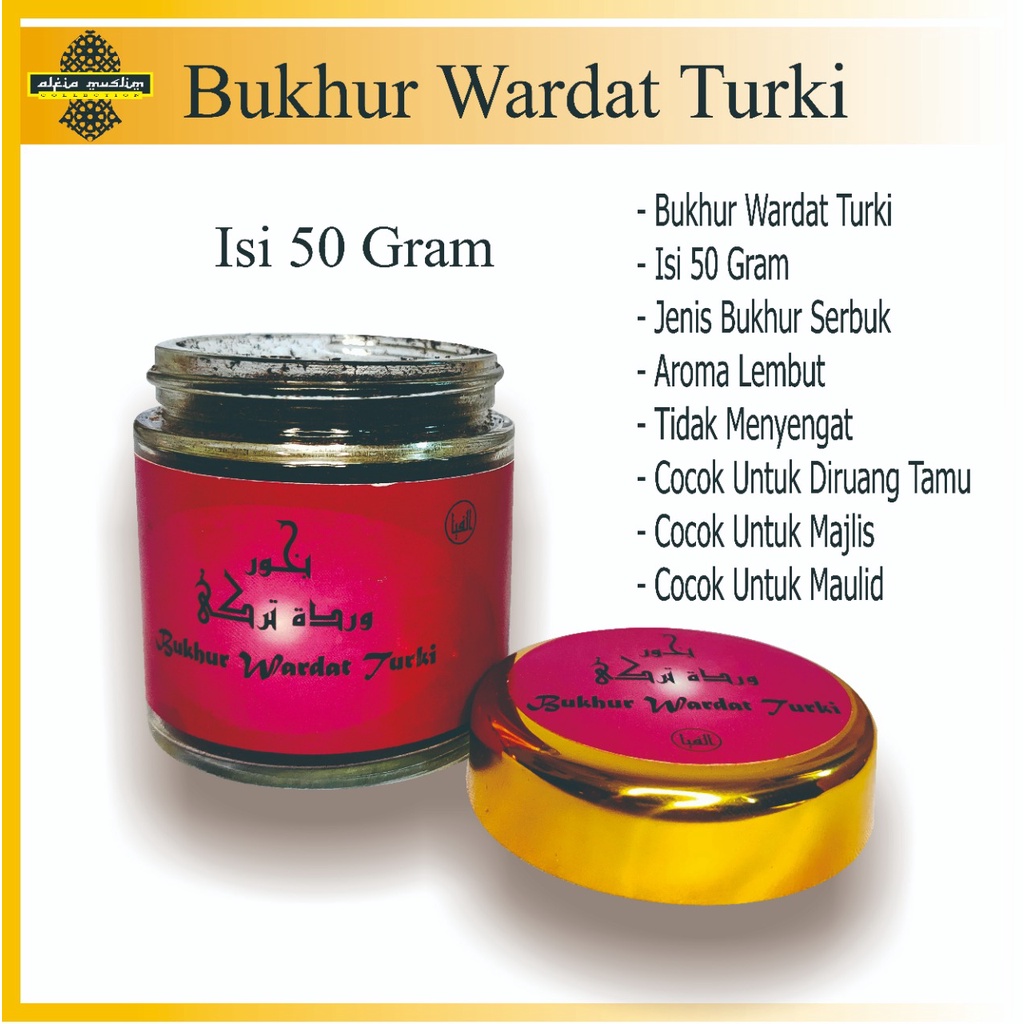 Buhur Wardat Turki Bukhur Oud Dupa Wangi Bakhoor Aromaterapi &amp; Pengharum Ruangan Isi 50 Gram