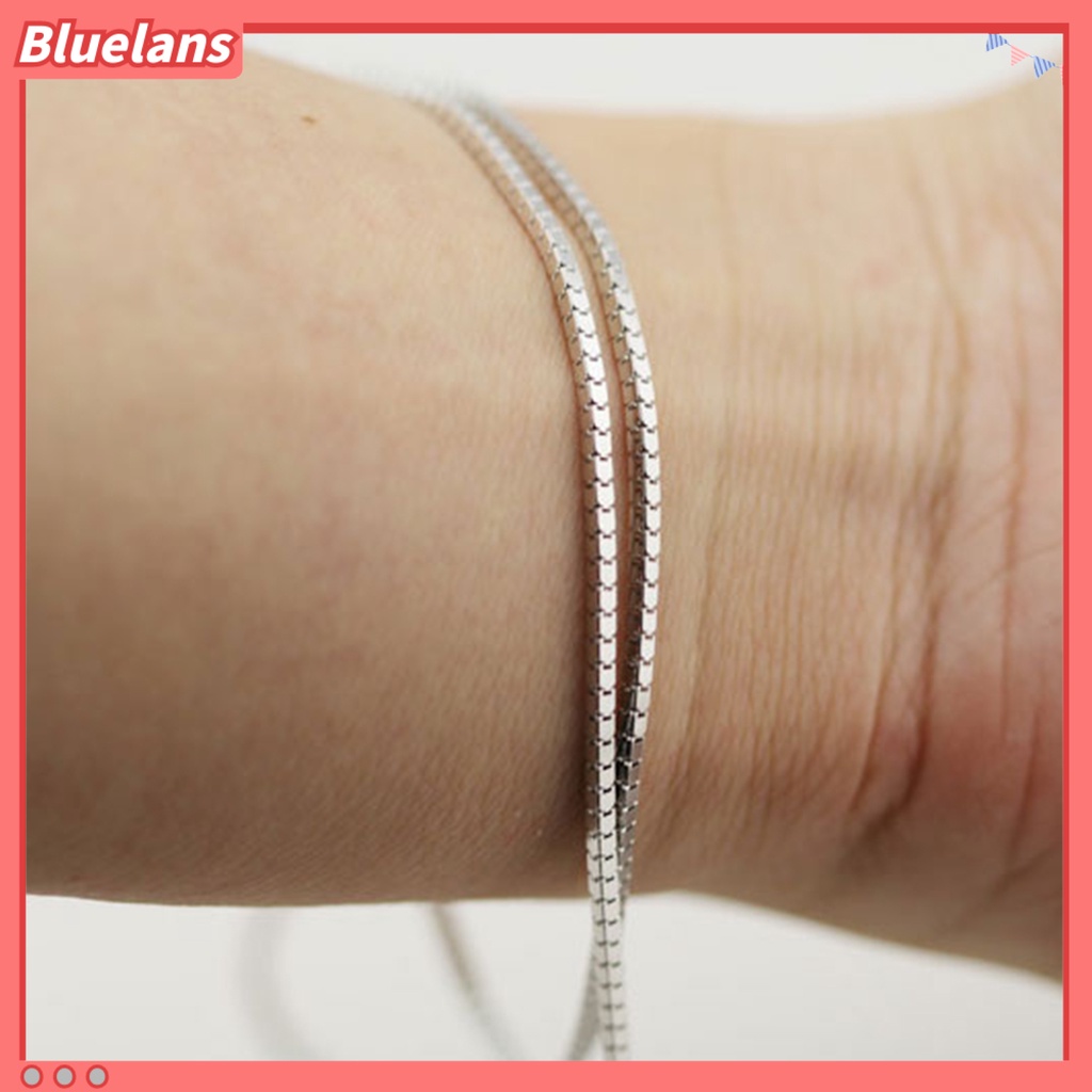 Bluelans Kalung Rantai 925 Sterling Silver 1.4mm 16 / 18 / 20 / 22 / 24inch Untuk Unisex