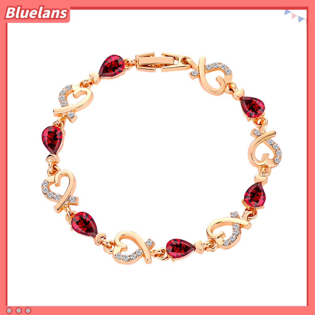 Bluelans Bangle Charm Woman Cubic Zirconia Lady Elegant Love Heart Bangle