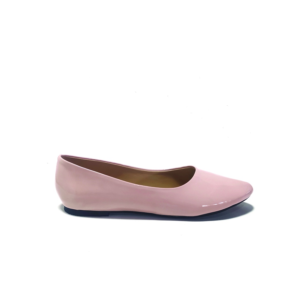 Workswell Sepatu Flat Wanita Basic Ujung Lancip Kode 3697 Peach Glossi