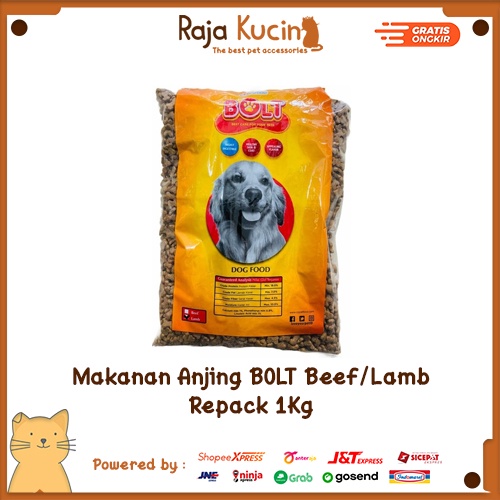 Makanan anjing BOLT 1kg Repack BEEF/LAMB