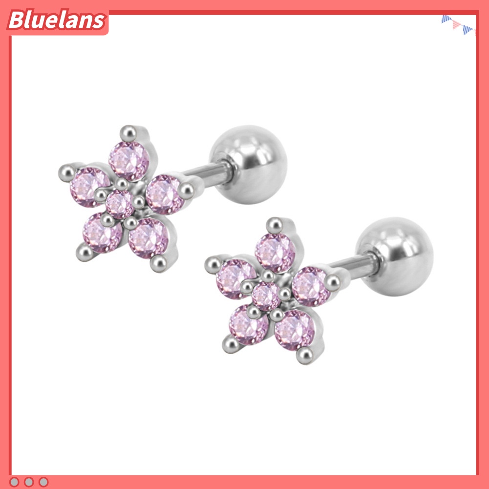 Bluelans 1Pc Women Cubic Zirconia Flower Ear Stud Earring Piercing Cartilage Jewelry Gift