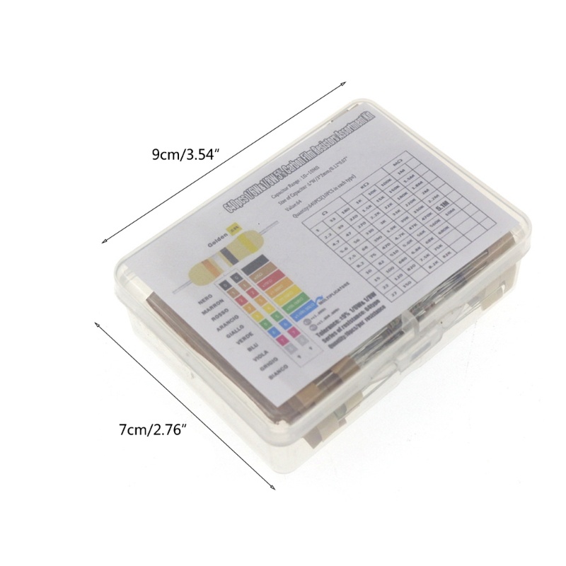 Btsg1/6w 5% 640pcs 64harga 1R - 10MR Resistor Film Karbon Aneka Kit Set