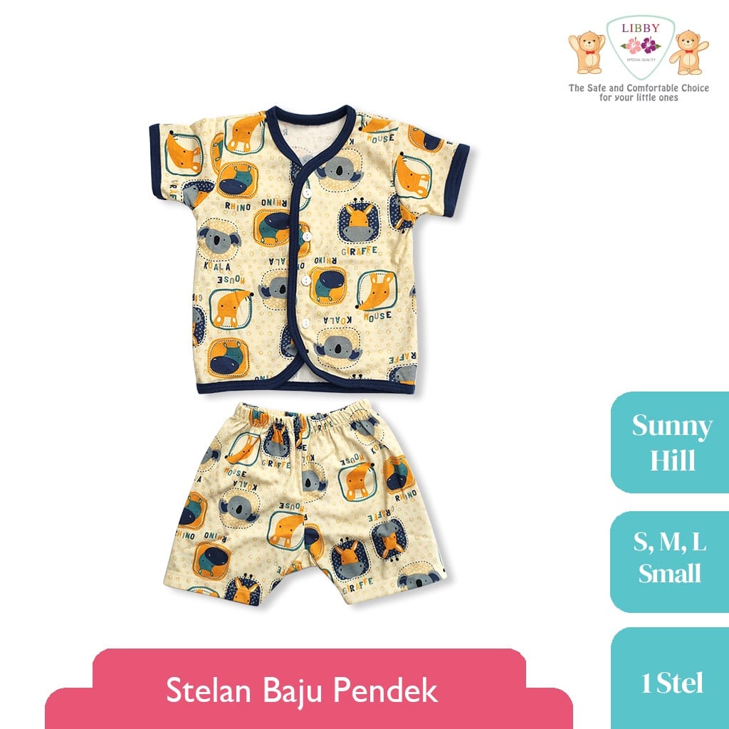 Libby Setelan Baju Lengan Pendek Kancing Depan Celana Pendek - Sunny Hill Series (3 Pcs)