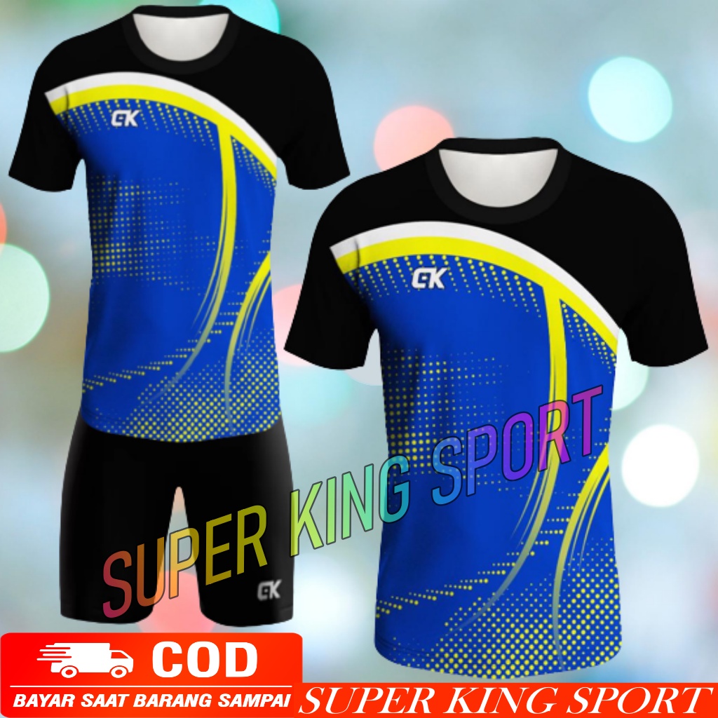 SUPER KING SPORT (COD) Baju Olahraga Printing | Badminton | Bola | Voli | Futsal | Kaos Olahraga | K