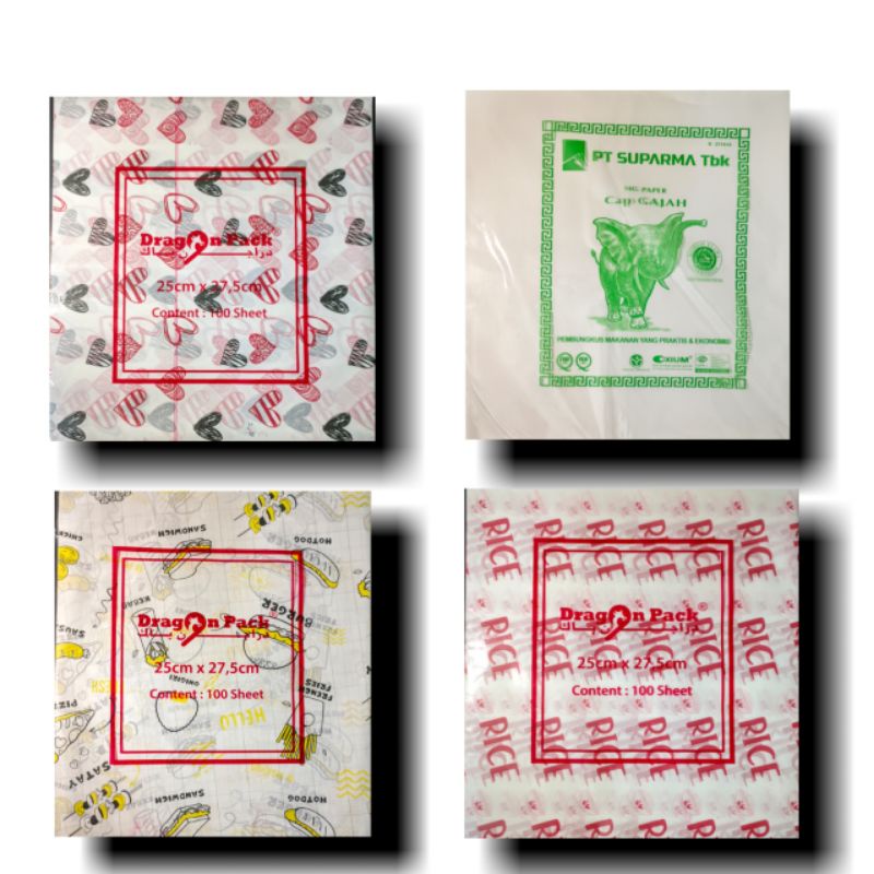 Kertas Bungkus nasi Putih / Motif Laminasi