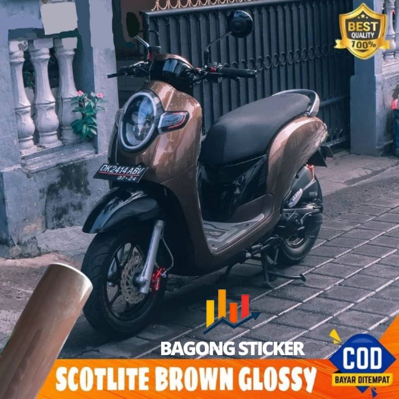 Stiker skotlet coklat scotlite motor coklat glossy scotlet motor