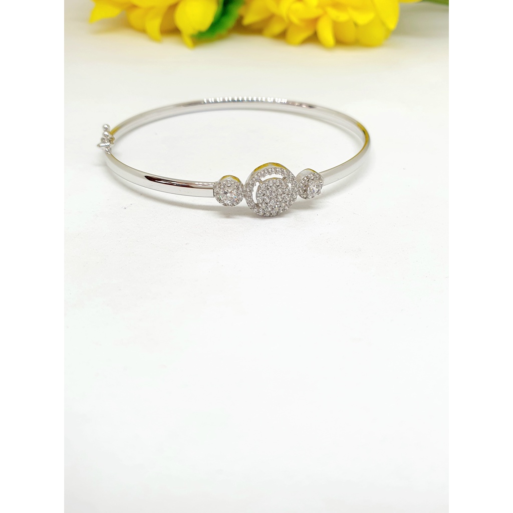 Gelang Tangan Bulat Mata Variasi Mas Putih 375/8k